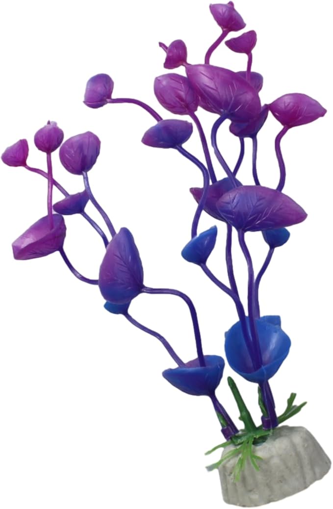 4 Pcs Green Artificial Plastic Plants Fish Tank Plants Fish Aquarium Decoration (Purple)-PurrikoPets