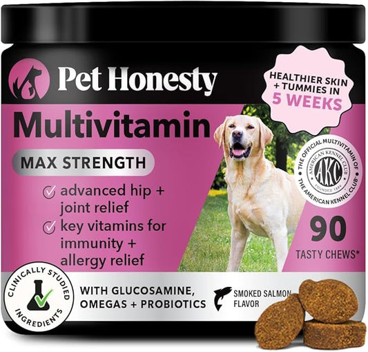 Dog Multivitamin Max Strength - 15 in 1 Vitamins for Health & Heart - Essentials Fish Oil, Glucosamine, Probiotics, Omega Fish Oil - Multivitamins Supplements for Skin and Coat-PurrikoPets