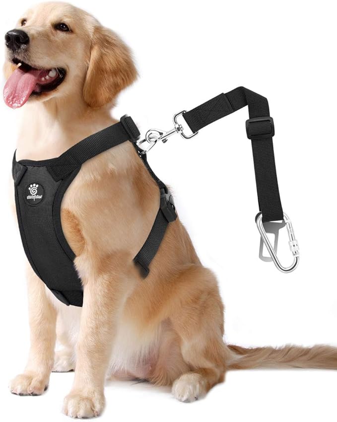 Dog Seat Belt, Safety Vest Dog Car Harness with Adjustable Buckle Dog Seat Belt for Vehicle Nylon Pet Safety Seat Belts Heavy Duty(XL, Black)-PurrikoPets