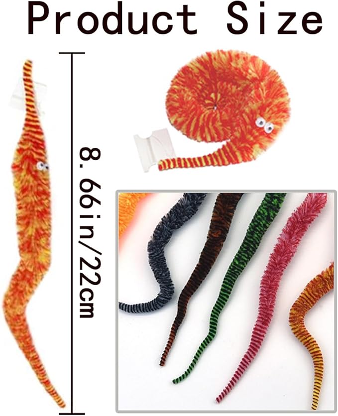 24 PCS Cat Worm Toy Zebra Print Feather Worm Teaser Refills Attachment Cute Cat Wand Replacement Interactive Wand Accessories for Fishing Pole Toy Teaser for Indoor Cats Kitten-PurrikoPets