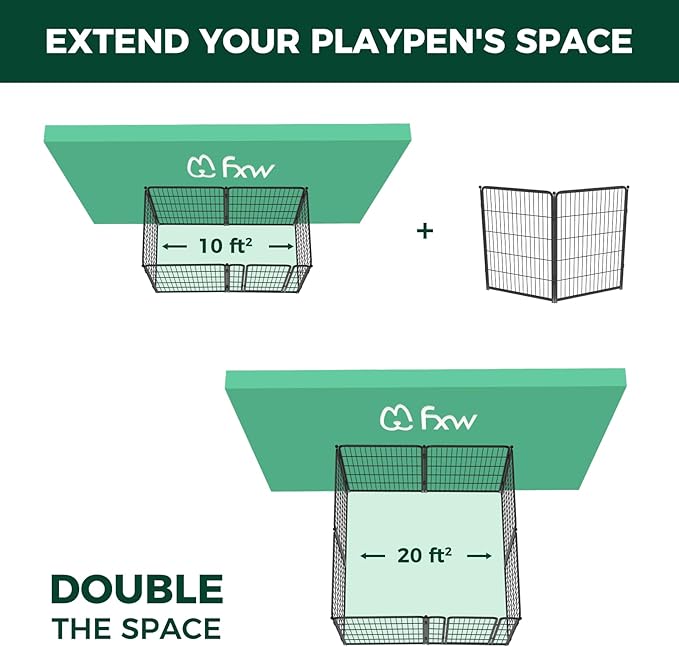 FXW Homeplus Unleashed Indoor Dog Playpen - Stress-Free and Safe Play, Heavy Duty 40 Inch 2 Wire Panels Dog Pen for Medium and Large Dogs, Black│Patented-PurrikoPets