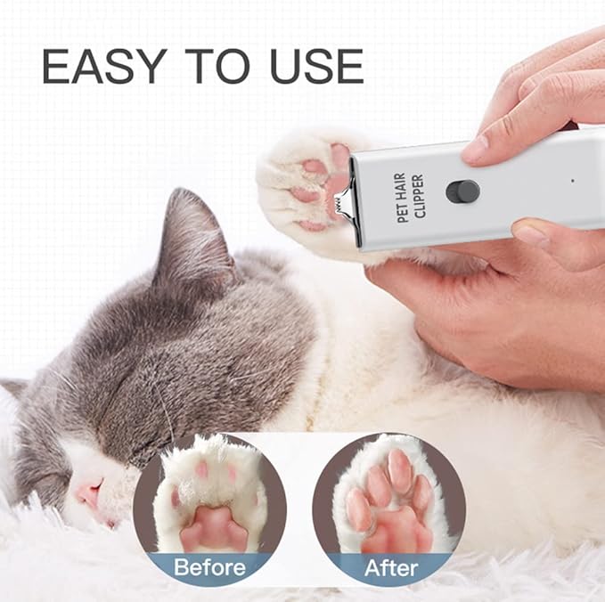 Feet Hair Trimmer, Dog Clippers,Quiet Washable USB Rechargeable Cordless Dog Grooming Kit,Electric Pets Hair Trimmers Shaver Shears for Dogs and Cats White-PurrikoPets