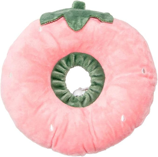 Adjustable Cat Recovery Collar Soft,Cute Pet E-Collar Neck Cone After Surgery Wound Healing Protective Cone Fit for Kitties, Small Dogs(ELC05-strawberry-s)-PurrikoPets