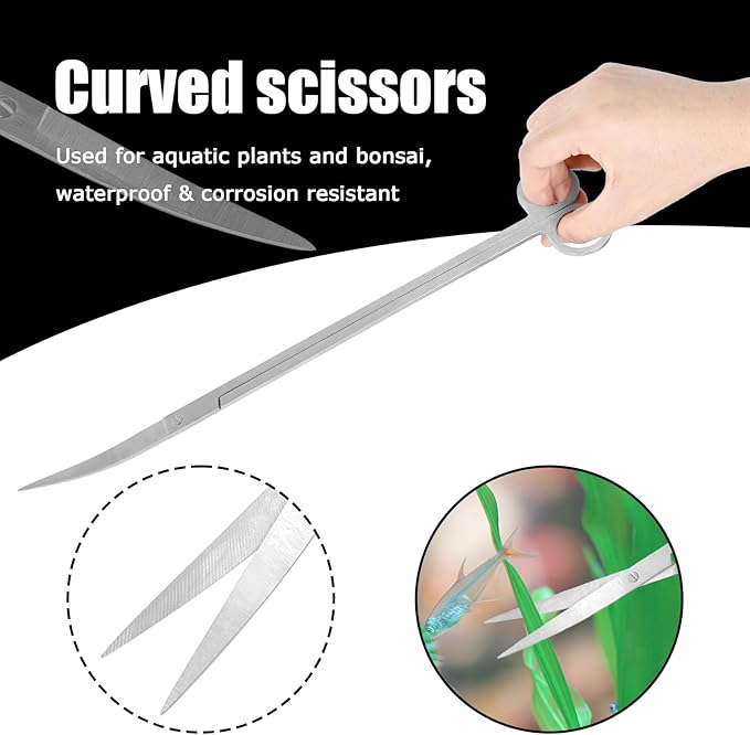 15Inch Extra Long Design Aquarium Aquascaping Tool Stainless Steel Aquascape Tools Kit 4 in 1 Anti-Rust Fish Tank Starter Kit with Long Tweezers Scissors Spatula for Aquarium Plants (Silver)-PurrikoPets