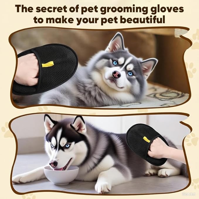 2025 Upgraded Pet Hair Removal Glove |Double-Sided – Reusable Grooming & Bathing Glove for Dogs and Cats |Soft Silcone Touch |Easy Deshedding and Cleaning Mitt (Black, 10 PCS)-PurrikoPets
