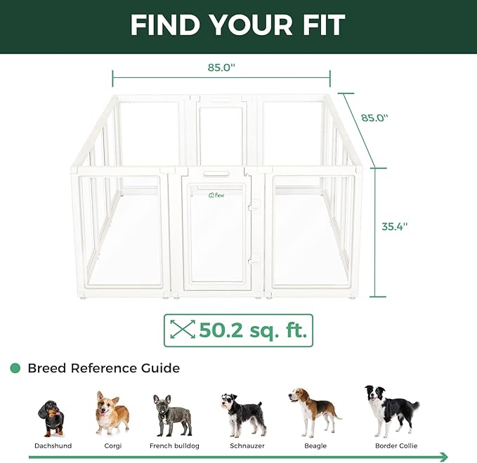 FXW AuraSpace Acrylic Indoor Unleashed Dog Playpen for Medium Dogs, 35 Inch, 12 Panels, White-PurrikoPets