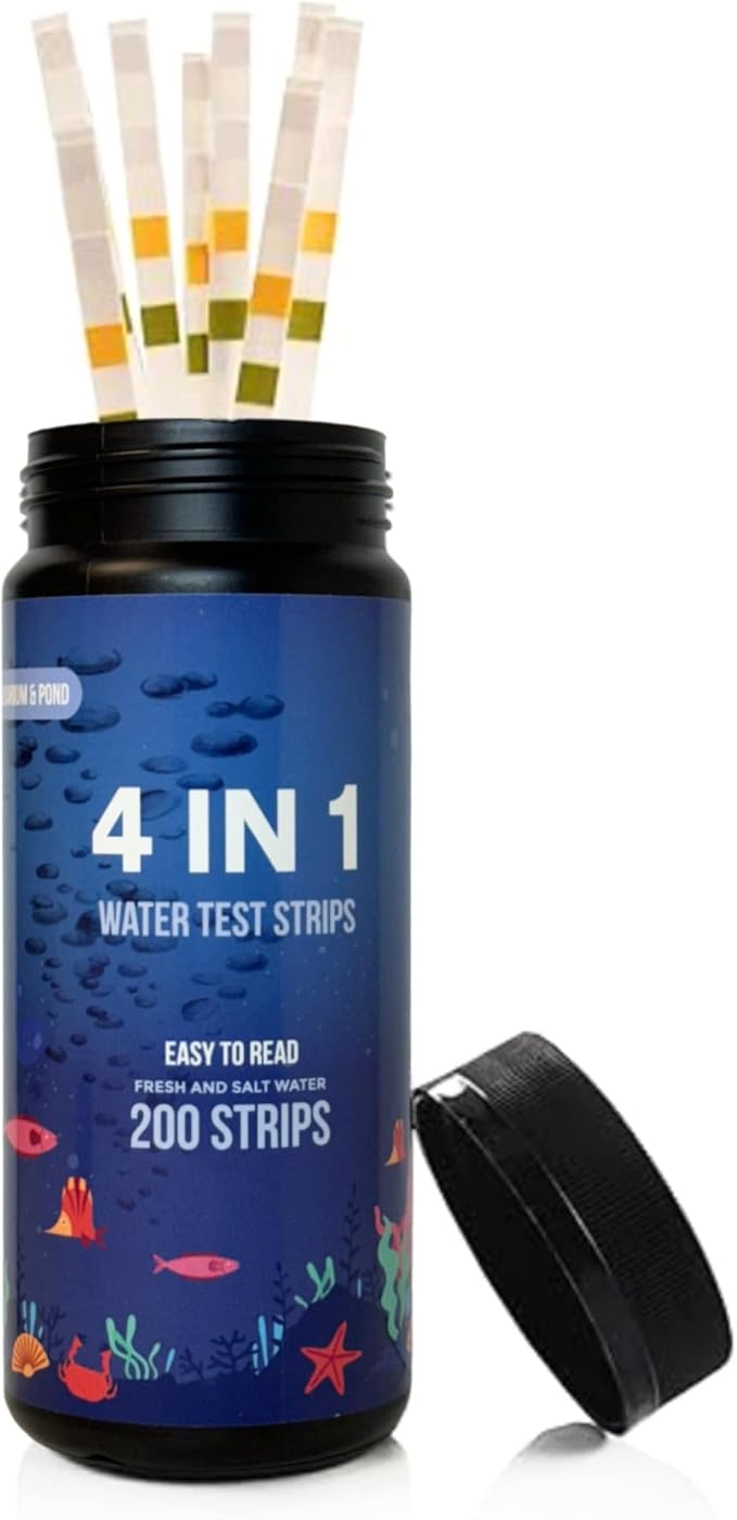 200 Aquarium Water Test Strips - For Fish Tank or Pond - Best Budget Aquarium Water Test On Amazon! - High Accuracy - Tests for Nitrate, Nitrite, PH, and Water Hardness - Veteran Owned Company!-PurrikoPets