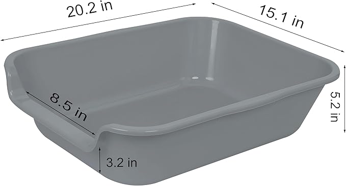 1 Pack of Extra Large Cat Litter Box (ABS Material), Low Entry Senior Litter Pen for Geriatric Kitty Big Cats, Jumbo Pet Safe Litter Boxes Tray for Indoor Pets Potty (Gray, 20" L x 15.5" W)-PurrikoPets