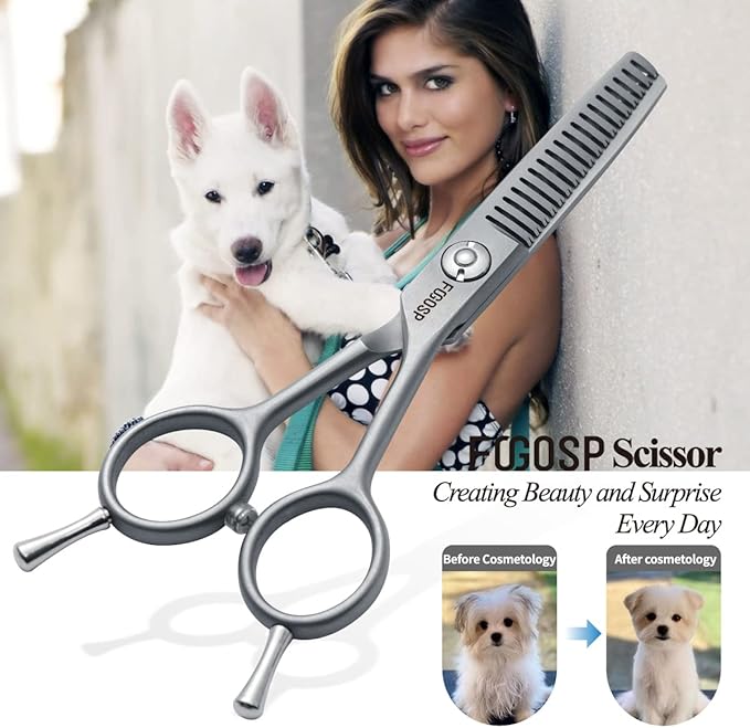 4.5" Thinning Shears for Dogs Grooming Face with Safety Round Tip for Small Dogs Face Paw Ears Trimmer Professional Small Cat Grooming Scissors (4.5" Blender, Gray)-PurrikoPets