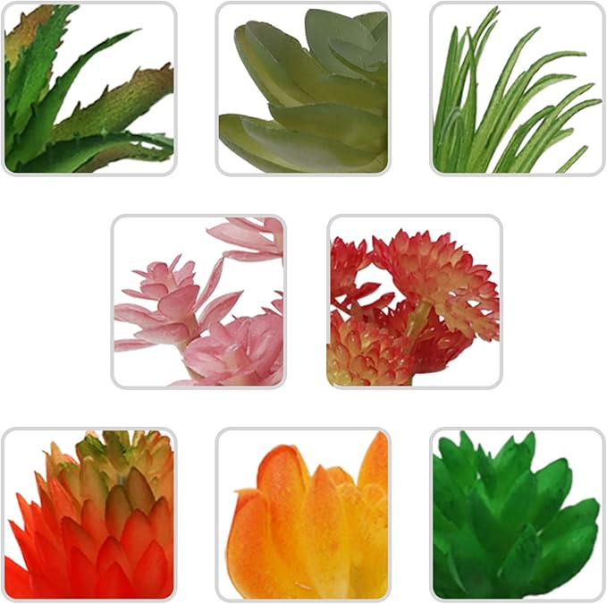 22pcs Colorful Fake Succulents, Mini Artificial Succulents for DIY Crafting Home Terrarium Floral Wall Garden Arrangement Office Decoration (Unpotted)-PurrikoPets