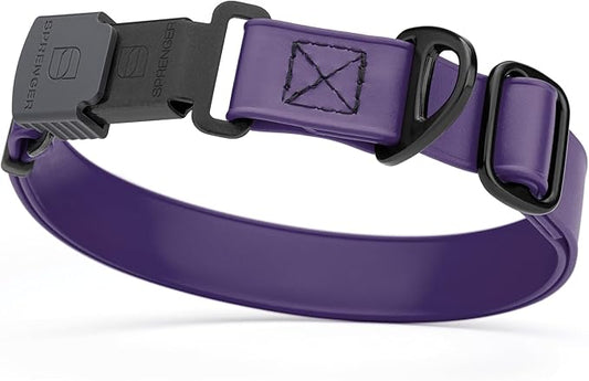 Dogline Biothane Waterproof Dog Collar with Herm Sprenger Stainless Steel Quick Release Buckle – Heavy Duty Tactical Durable Collar for Dogs – Comfortable and Safe Pet Collar, W 3/4" L 12-19", Purple-PurrikoPets