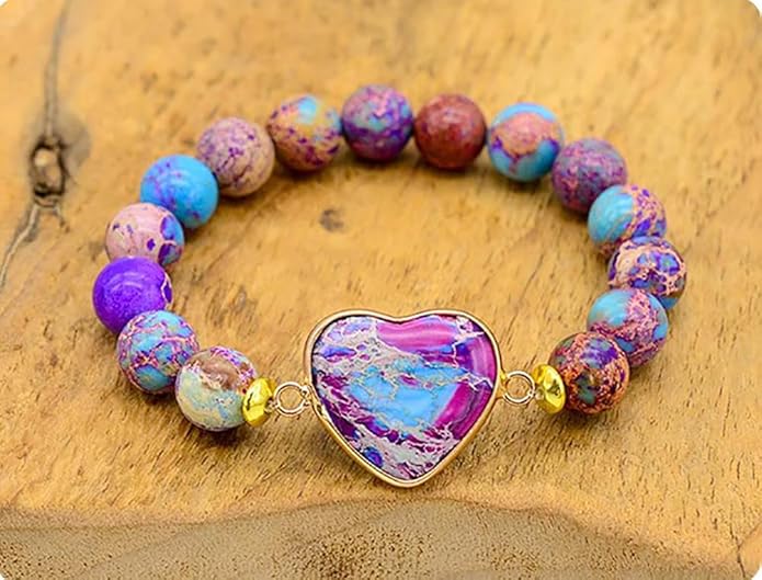 ZOSOJONA Women Wrap Bracelet Boho Natural Jasper Crystal Stone Beads Strand Bracelets