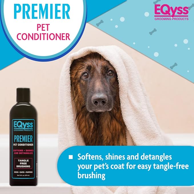 EQyss Premier Pet Conditioner - Moisturizes, Softens, & Conditions Dry Coat & Hair, Detangles & Adds Shine - for all Dogs, Cats, Puppies (16 oz)-PurrikoPets
