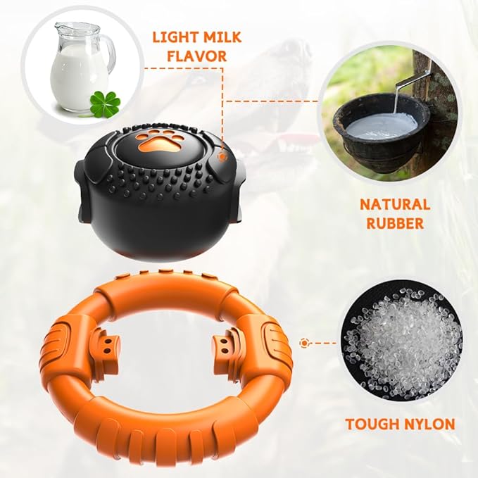 Dog Toys for Aggressive Chewers Large Medium Small Breed Indestructible Durable Tough Squeaky Dog Chew Toys to Keep Them Busy Nylon Rubber Interactive Dog Toys-PurrikoPets