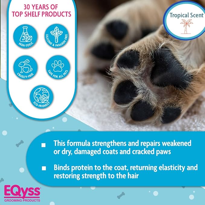 EQyss Mega-Tek Pet Rebuilder - Strengthen & Repair Dry Damaged Coat, Nose, Skin, Cracked Paw Pads - Safe for Dogs, Cats, & Puppies, pH Balanced (8 oz)-PurrikoPets