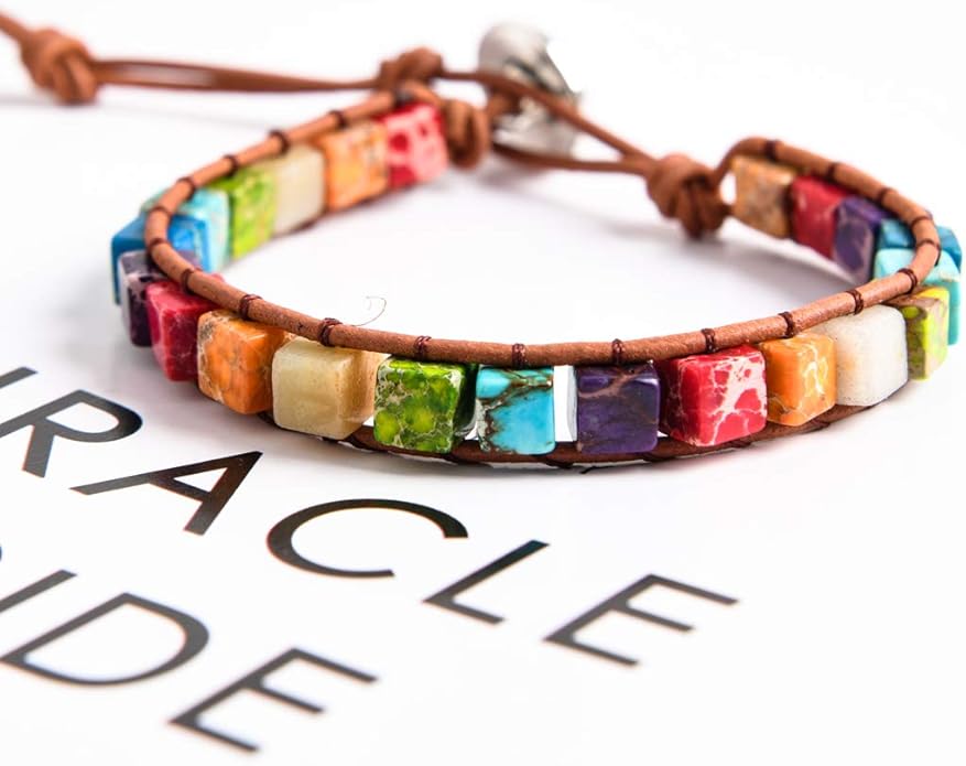 YGLINE Boho Handmade Wrap Leather Tube Crystal Stone Bracelet for Women