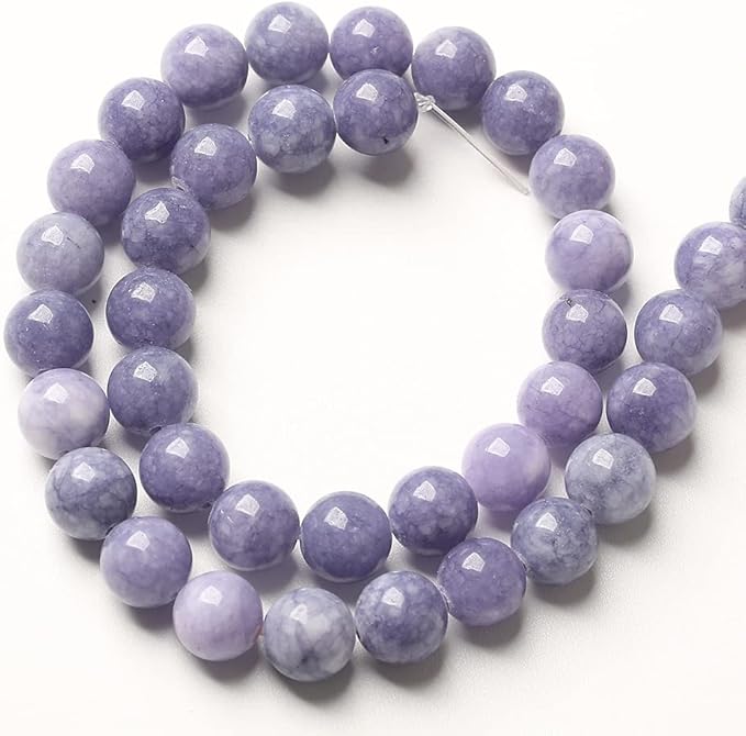 6mm 120pcs Natural Purple Angelite Stone Beads Lavender Gemstone Round Loose Beads for Jewelry Making DIY Bracelet Necklace Earrings 32" 2 Strands