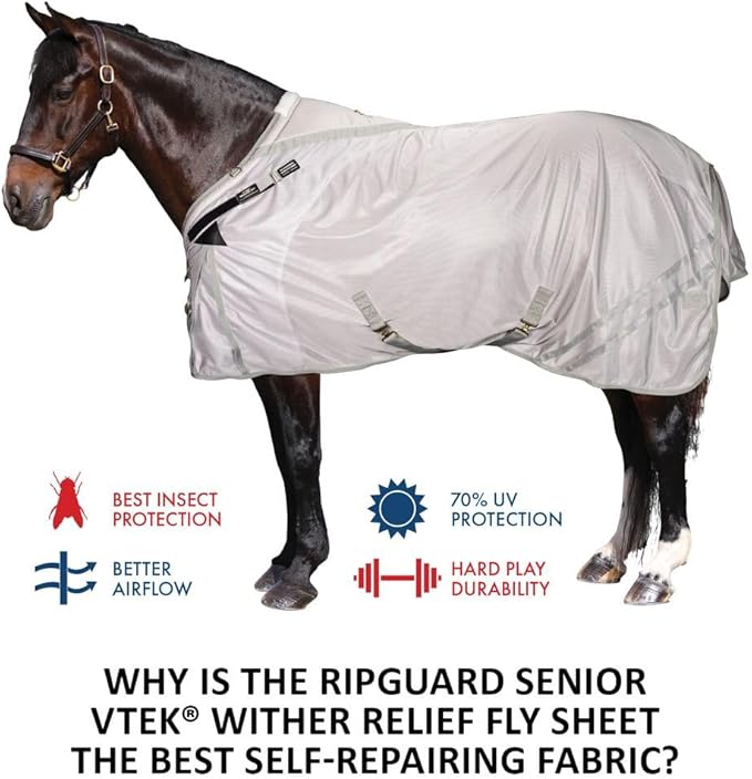 Dura-Tech RipGuard Adjusta-Fit Horse Fly Sheets | Self-Repairing Durability | Enhanced UV & Insect Protection | Ideal for All Horse Breeds-PurrikoPets