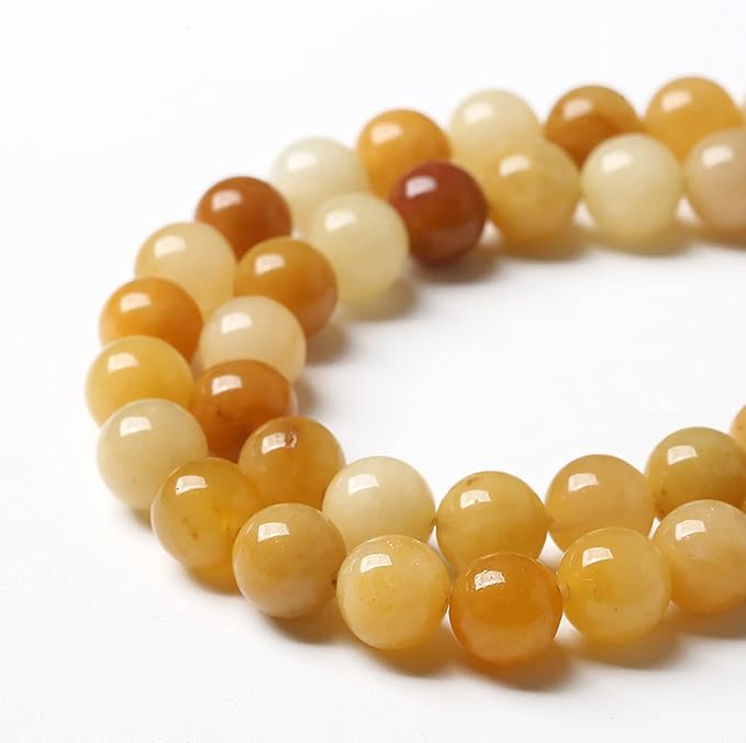 6mm 60pcs Natural Yellow Aventurine Jade Beads Round Loose Beads Energy Crystal Healing Power Gemstone for Jewelry Making DIY Bracelet 15 Inch