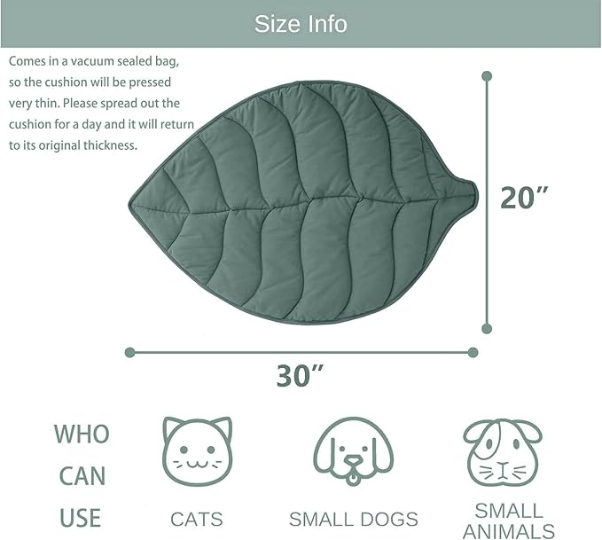30 X 20 Inch Leaf Shaped Cotton Cat Bed Pad, Warming Cat Mat, Pet Warming Pad for Cats, Warmer Mat for Feral and Indoor Cats, 2025 Enlarged and Thickened Leaf Beds-PurrikoPets