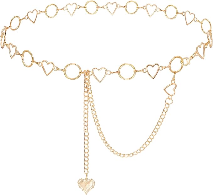 Metal Waist Chain Women - Love Hearts Pendant Adjustable Link Belt