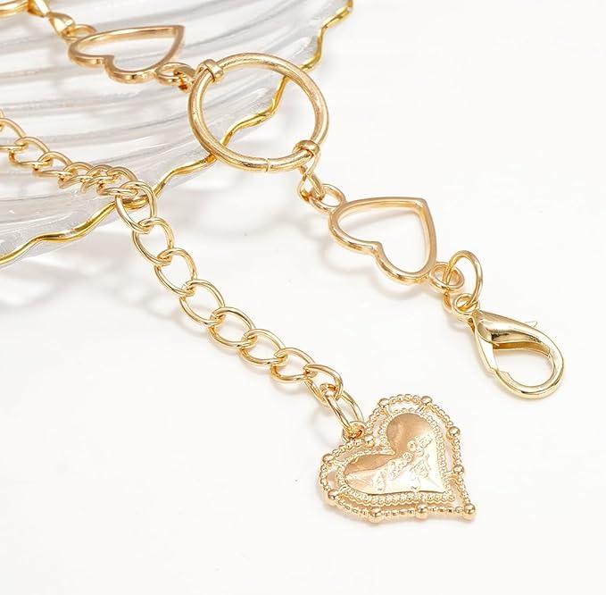 Metal Waist Chain Women - Love Hearts Pendant Adjustable Link Belt