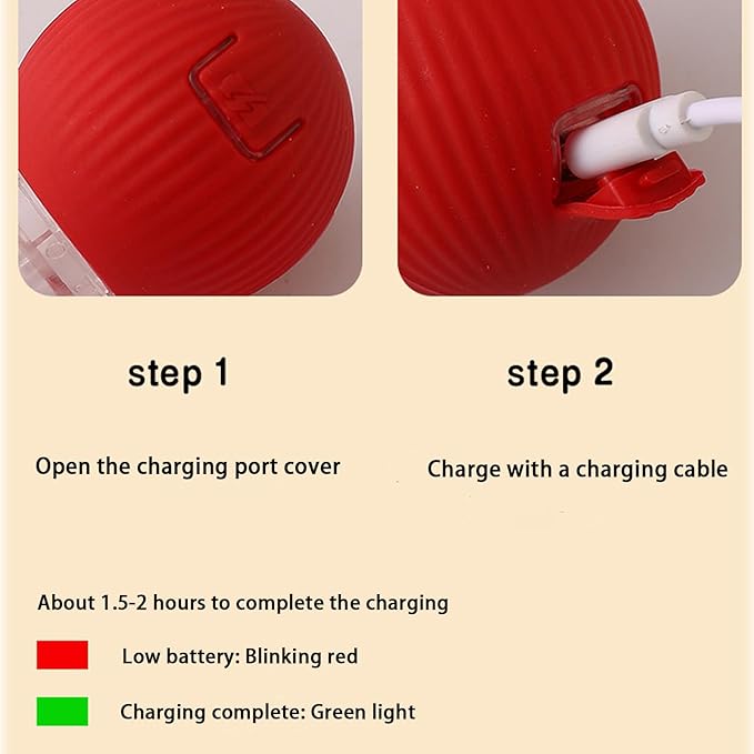 2 Packs Interactive Cat Toy Ball for Indoor Cats - 3-Speed Smart Rolling Ball with Flashing Lights, USB Rechargeable Automatic Motion Kitten Toys for Bored Adult Cats & Playful Kittens-PurrikoPets