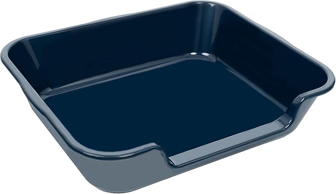 1 Pack of Extra Large Cat Litter Box (ABS Material), Low Entry Senior Litter Pen for Geriatric Kitty Big Cats, Jumbo Pet Safe Litter Boxes Tray for Indoor Pets Potty (Dark Blue, 24"L x 20"W)-PurrikoPets