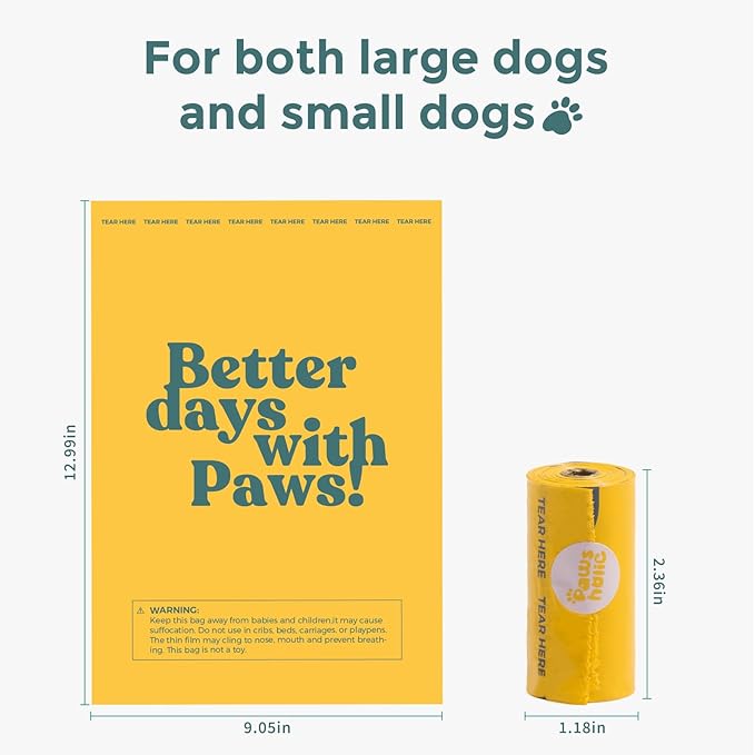 Dog Poop Bags Rolls Biodegradable 100% Leak Proof Thickened Dog Waste Bags -270 Count 18 Rolls - Cornstarch Based Doggie Poop Bag for Puppy and Big Dogs(Unscented)-PurrikoPets