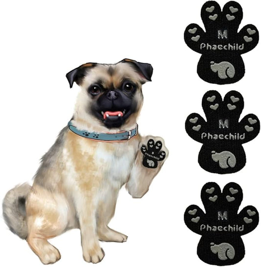 Dog Paw Pads Anti-Slip Grips,Dog Paw Protectors for Senior Dogs on Hot Pavement,Provides Traction to Keep Them from Slipping on Smooth Floors 20 sets-80 Pads Black M-PurrikoPets