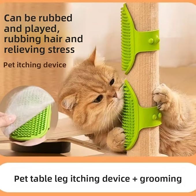 4PCS cat self groomer,cat brushes for indoor cats,Adjustable silicone self-cleaning massage tool for scratching, bathing, massaging, cleaning hair for cats and dogs-PurrikoPets