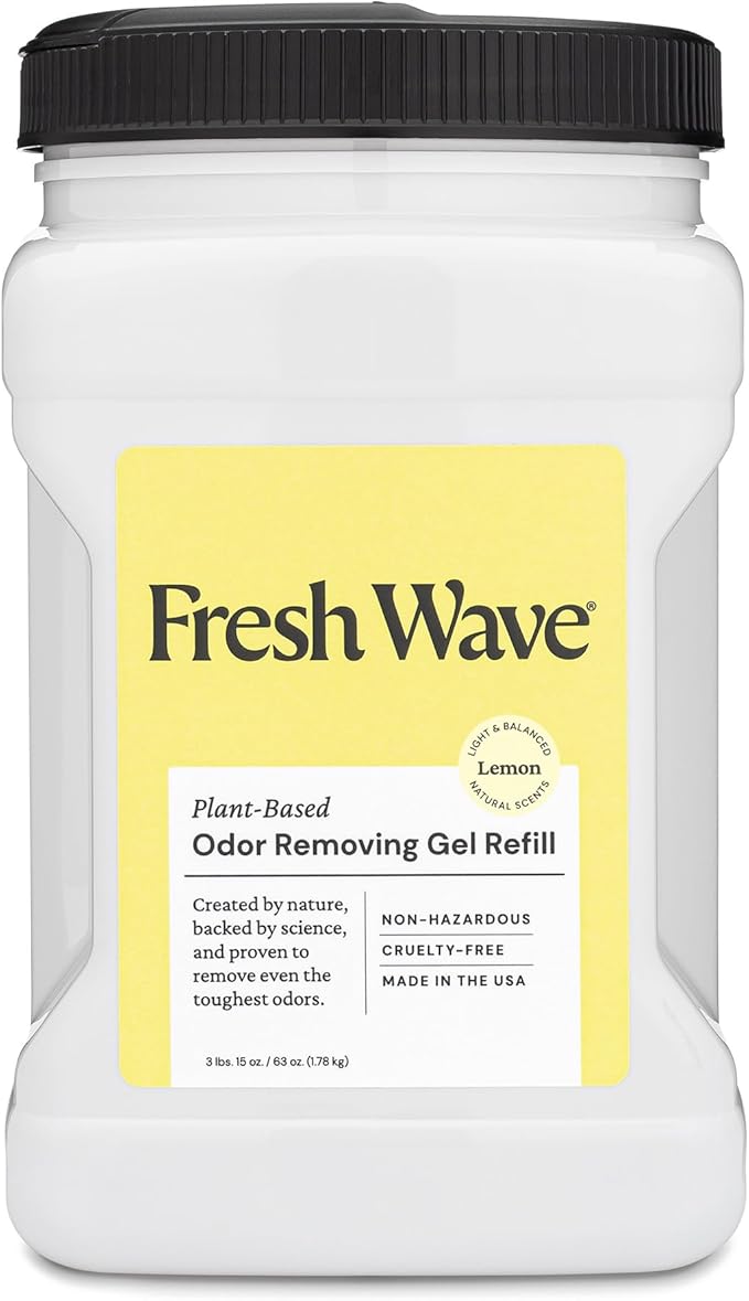 Fresh Wave Lemon Odor Removing Gel Refill, 63 oz. - Safer Odor Absorbers for Home, Natural Plant-Based Odor Eliminator, Every 15 oz. lasts 30-60 Days, For Cooking, Trash & Pets-PurrikoPets
