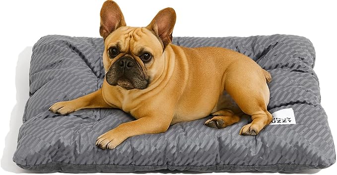 FUNNY FUZZY 30x20 Washable Dog Bed Crate Mat, 2 in1 Pet Pillow Sleeping Bed, Fluffy Deluxe Kennel Mattress for Medium Dog and Cat,Charcoal Grey,M-PurrikoPets