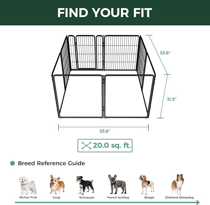FXW Homeplus Unleashed Indoor Dog Playpen - Stress-Free and Safe Play, Heavy Duty 32 Inch 4 Acrylic Panels + 4 Wire Panels Dog Pen for Small and Medium Dogs, Black│Patented-PurrikoPets