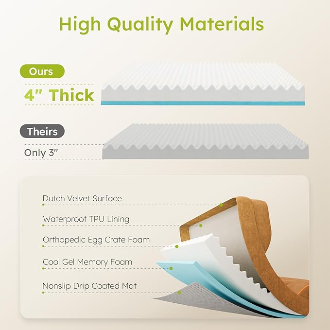 Extra Large Dog Bed, Orthopedic Dog Beds with Cooling Gel Memory Foam, Waterproof XL Pet Bed with Removable Washable Cover, 42" Pet Sofa Couch Dutch Velvet with Bone Toy, Brown-PurrikoPets