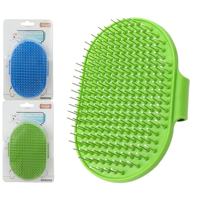 4-Pack Silicone Cat Brush Set, Pet Scratcher and Massager – Adjustable Pet Deshedding Brush, Bath Brush for Cats and Dogs, Suitable for Furniture Legs & Corners (Needle Style - 2PCS (Blue + Green))-PurrikoPets