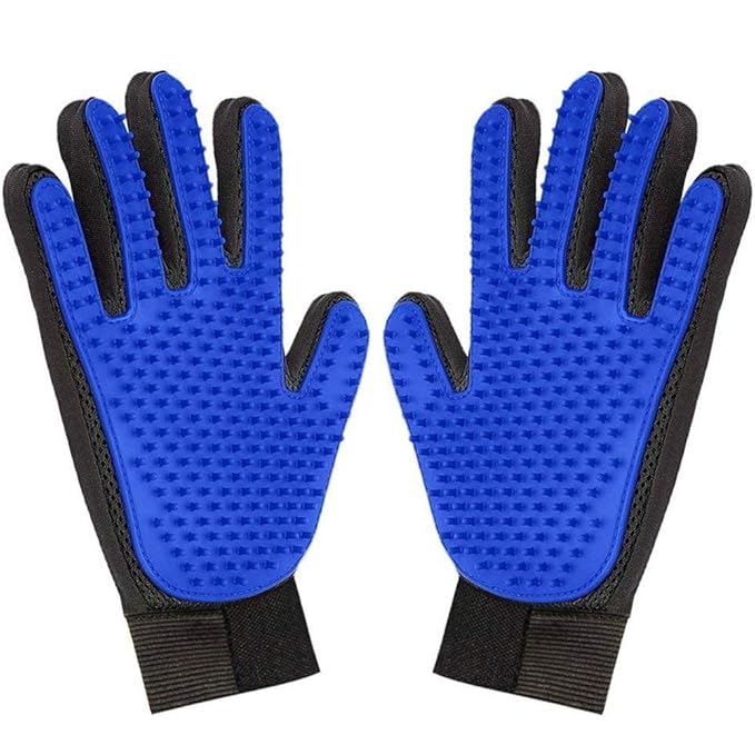 1 Pair Pet Grooming Glove,Gentle Deshedding Brush Glove Hair Remover Brush for Dogs,Cats & Horses with Long & Short Fur-PurrikoPets