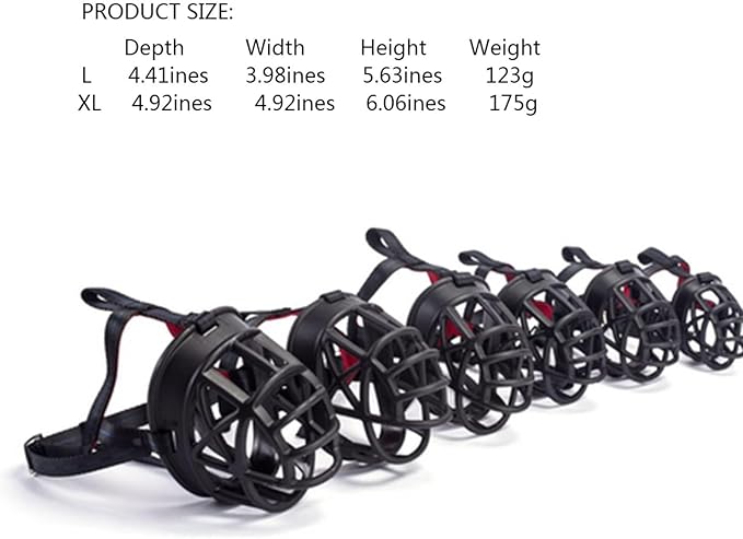 Dog Muzzle Breathable Basket Muzzles for Large and X-Large Dogs, Stop Biting, Barking and Chewing, Best for Aggressive Dogs Black Brown (Black Rubber, L)-PurrikoPets