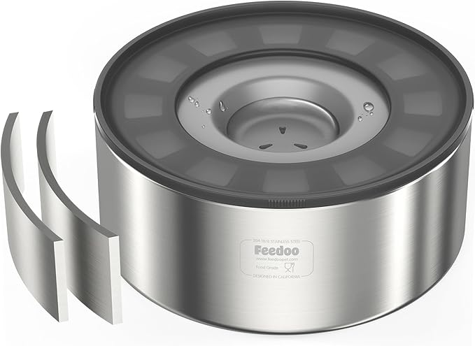 2L No Spill Water Bowl for Dogs, Double-Wall Stainless Steel with Splash-Proof Paws Lid and Floating Disk, Non-Slip Base, Easy to Clean Slow Water Feeder for Small Medium Dogs-PurrikoPets