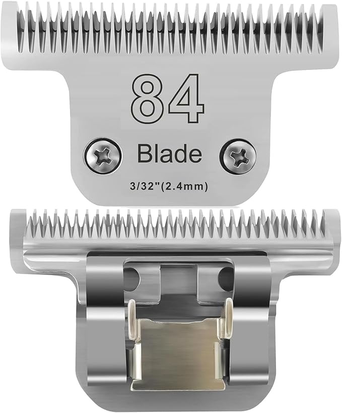 2PCS T84 Blade Dog Grooming Replacement Blades Compatible with Andis Dog Clippers,Dog Clipper Blades Compatible with Wahl KM-10 Series Clippers, Oster A5,Size-T-84 3/32-Inch Cut Length-PurrikoPets