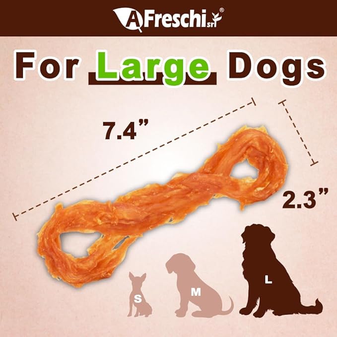 Afreschi Natural Turkey Tendon Rope (L) 3.53 oz, USA-Sourced Turkey Tendon, All Natural Human Grade Dog Chew, Hypoallergenic, Rawhide Alternative, Dog Treats for Large Breeds-PurrikoPets