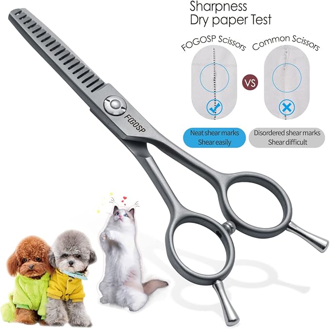 4.5" Thinning Shears for Dogs Grooming Face with Safety Round Tip for Small Dogs Face Paw Ears Trimmer Professional Small Cat Grooming Scissors (4.5" Blender, Gray)-PurrikoPets