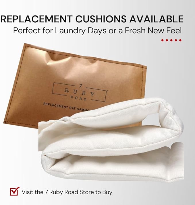 7 Ruby Road Cat Hammock Wall Mounted Shelf with Two Steps Set - Wall Shelves and Perches for Sleeping, Playing, Climbing and Lounging - Modern Cat Bed & Furniture for Indoor and Large Cats or Kitty-PurrikoPets