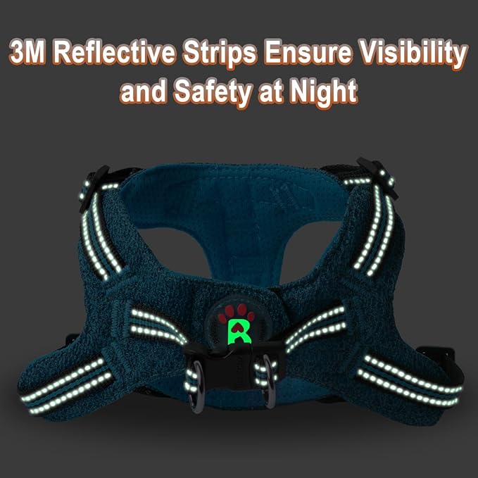 Dog Harness Step in Dog Vest Harness, Reflective Adjustable Puppy No Pull Harness Breathable Soft for Small and Medium Dogs Cats, Blue/Black, S-PurrikoPets
