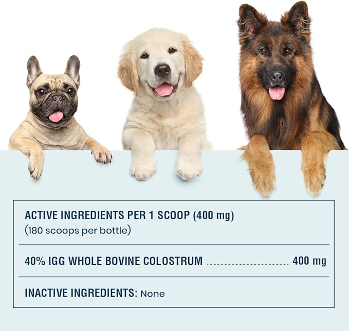 40% IgG Grass Fed Colostrum for Dogs, High IgG Third Party Tested, Immune Support, Skin & Gut Health, Seasonal Allergy & Itch Relief, Made in USA, 2.5 Oz-PurrikoPets