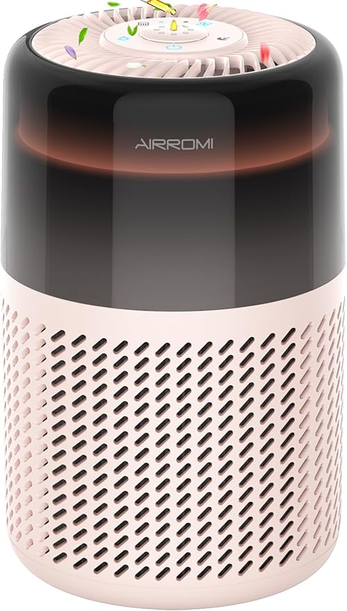 AIRROMI Air Purifier for Bedroom Home,HEPA Filter,Covers Upto 549 Ft²,Quiet 360°intake Air Cleaner with Fragrance ponge for Better Sleep,Night Light,Filters Smoke,Pet Dander,Allergies,Dust,A2005 Beige-PurrikoPets