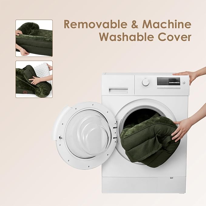 EHEYCIGA Orthopedic Dog Beds for Large Dogs, Waterproof Memory Foam Large Dog Bed with Sides, Non-Slip Bottom and Egg-Crate Foam Pet Couch Bed with Washable Removable Cover, Dark Green-PurrikoPets