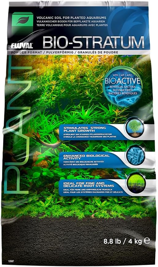 Fluval 12697 Natural Mineral-Rich Volcanic Soil Bio Stratum for Planted Tanks, 8.8 lbs. - Aquarium Substrate for Healthy Plant Development, Growth, and Color-PurrikoPets