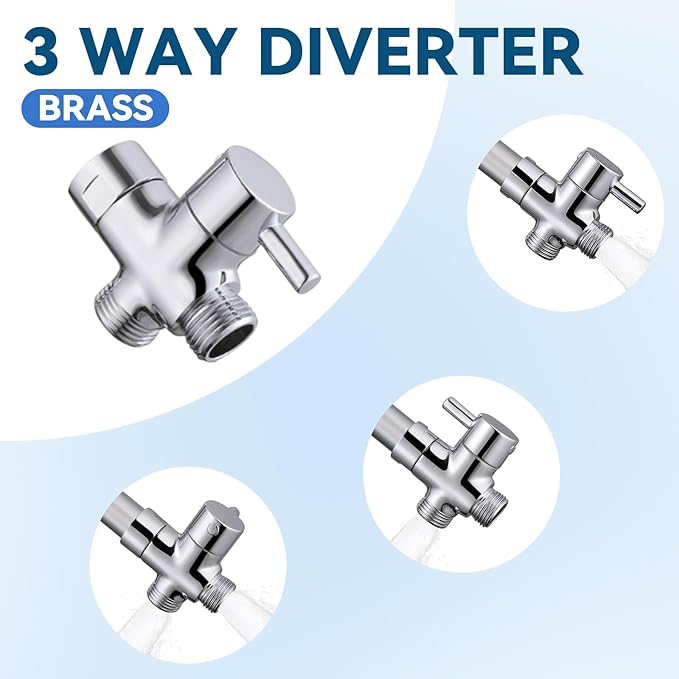 Dog Shower Attachment, 3 Mode Handheld Sprayer with ON/OFF Switch, G1/2" Metal Diverter, 100 Inches Stainless Steel Hose, No Drill Holder, for Pet and Dog Washing in Bathroom-PurrikoPets