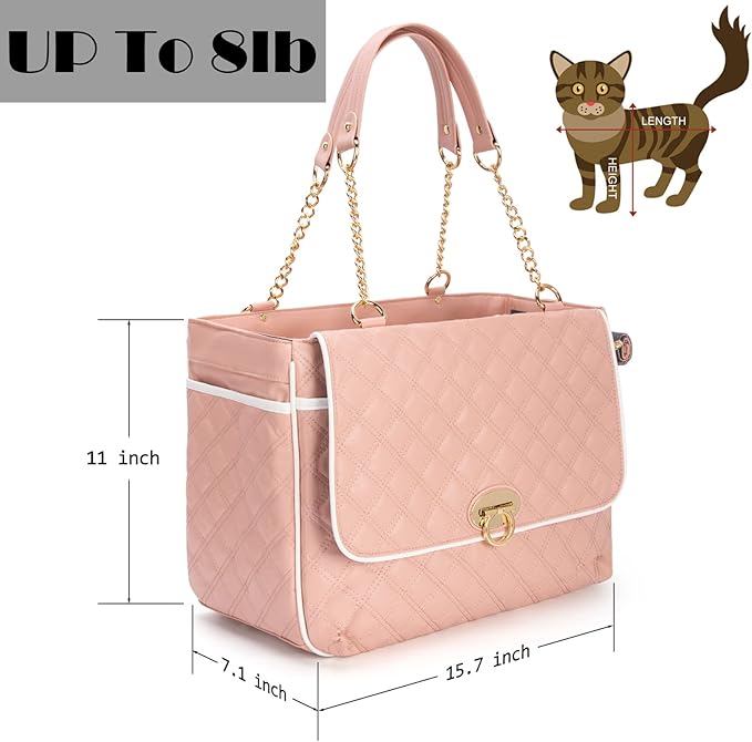 Fashion Pet Carrier Dogs Cat Small Animals Purse Bag, Leather Pet Carriers Dog Puppy Kitten Tote Travel Handbag TSA Airline-Approved-PurrikoPets